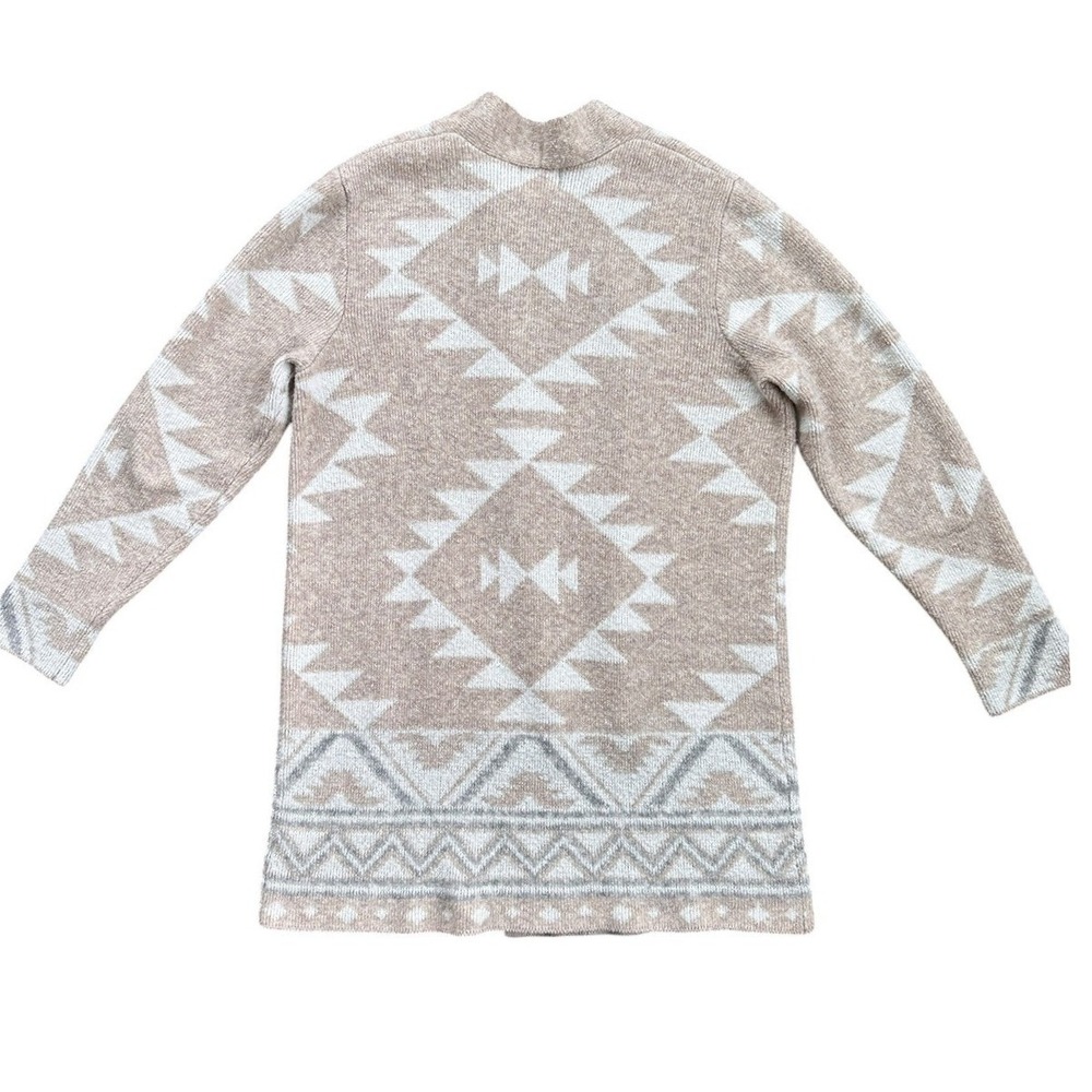 Frye Cardigan Sweater Womens Large Oatmeal Geometric Southwestern Open Excellent - Picture 4 of 7